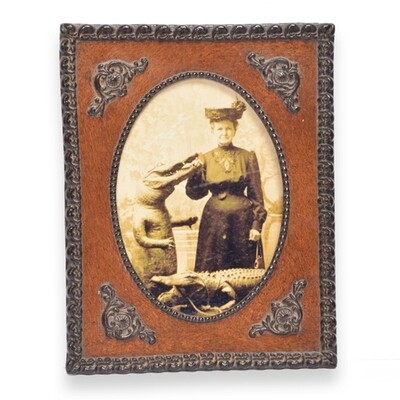 Wooden Photo Frame Walnut Rectangle w/ Oval Opening