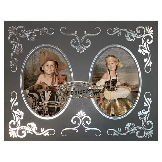 Black Double 5x7 Mat with Silver Filigree