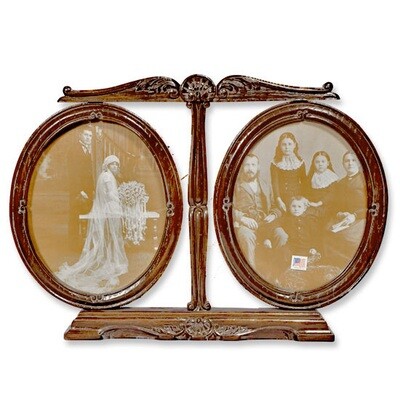 Double Oval Antique Style Swing Picture Frame