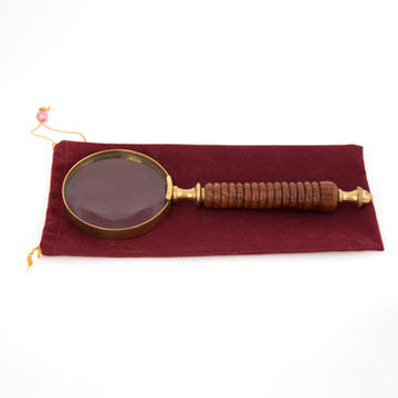 Magnifying Glass Brass And Wood With Pouch