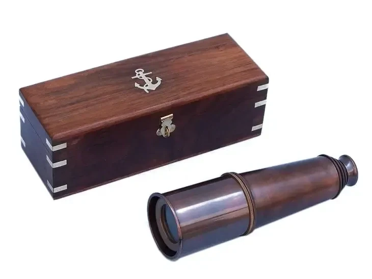 27" Admiral's Antique Style Copper Telescope with Rosewood Box