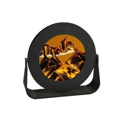 ​Black Round Moving Sand Art Sunset Orange