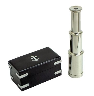 Telescope Spyglass  Chrome 7" With Black Box