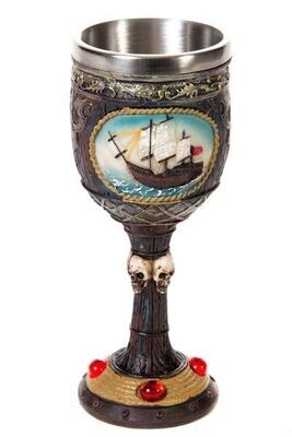 Pirate and Ship Wine Glass Goblet