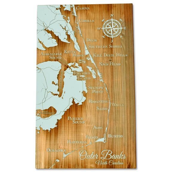 Outer Banks, North Carolina Whimsical Map (Sea Glass)