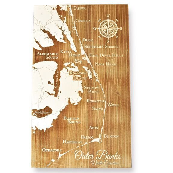 Outer Banks, North Carolina Whimsical Map (Papier Blanc)