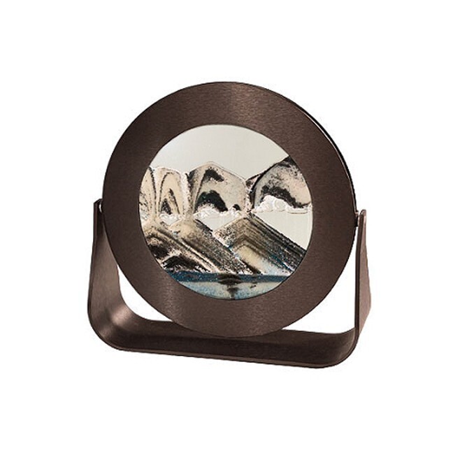 Round Sand Picture Arctic Glacier Clear  Black Metal Frame
