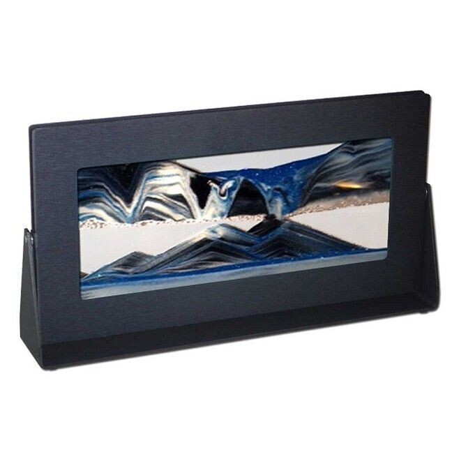 Sand Art Picture Black Rectangle Arctic Glacier Clear