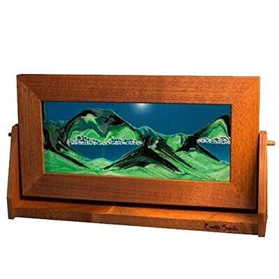 Flowing Sand Picture Art Med. Turquoise In Alder Frame