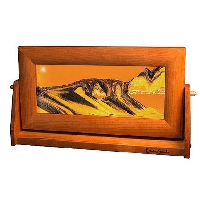 Sand Art Picture Orange In Med. Cherry Wood Frame