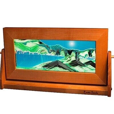Cherry Framed Moving Sand Picture Turquoise Med