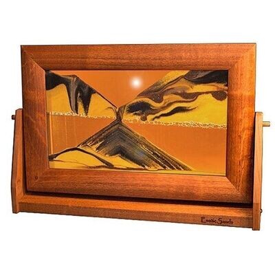 Sand Art Picture Sunset Orange Alder Wood Frame Lg.