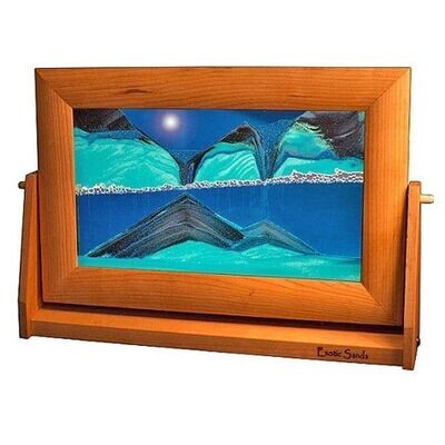 Sand Picture Ocean Blue Cherry Wood Frame Lg.