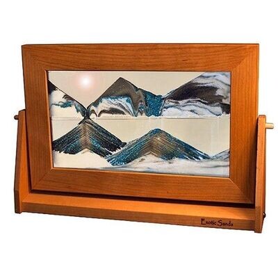 Lg. Sand Art Picture In Cherry Frame Arctic Glacier Clear Lg.