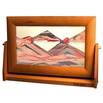 Moving Sand Pictures Lg Red Volcanic Clear in Cherry Frame