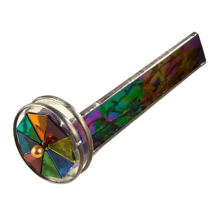 Kaleidoscope Stained Glass Black Iridescent Double Wheel