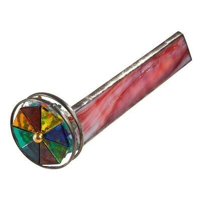Kaleidoscope Red Opalescent Stained Glass Art