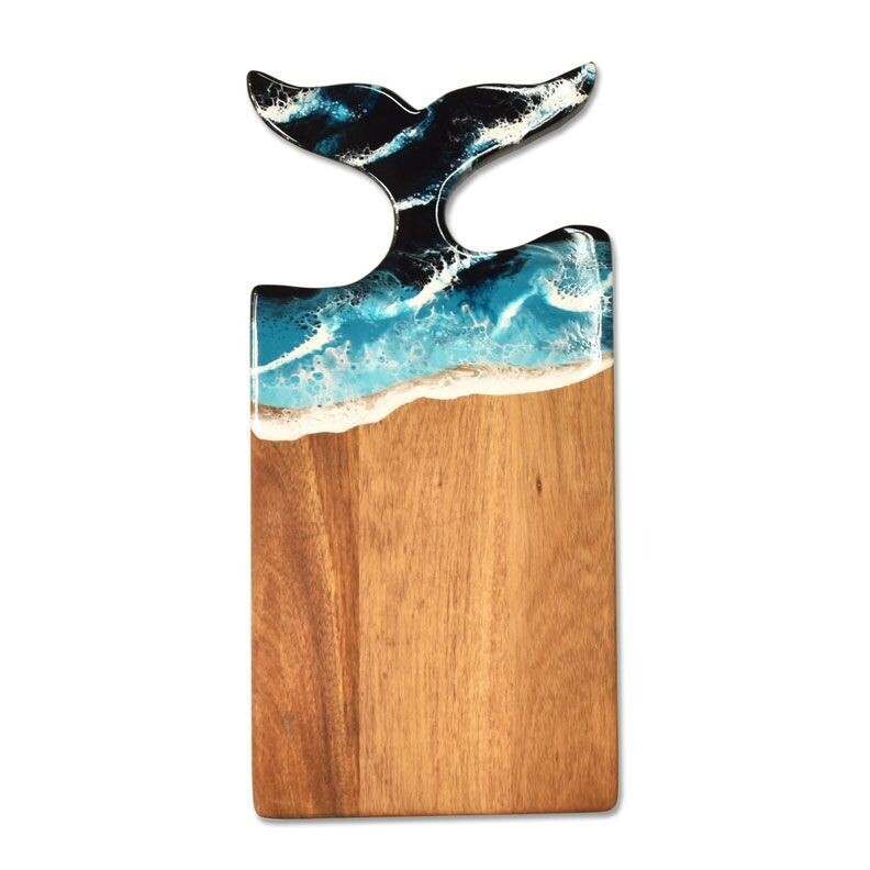 Whale Cheese and Charcuterie Board Resin and Acacia Wood