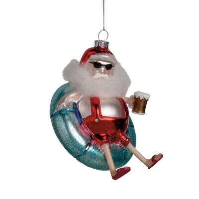 Santa Floaty Glass Ornament