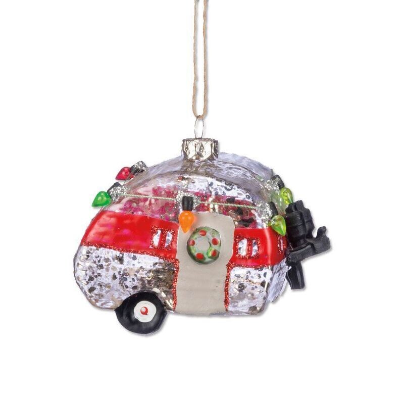 Camper Glass Ornament