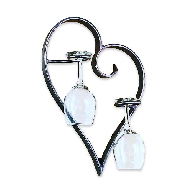 Wall Mounted Wine or Champagne Glass Rack Cuore e Vino 6 finishes