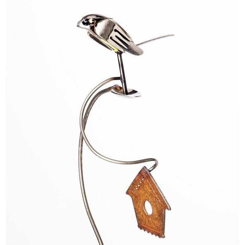 Brew Bird Silverware Kinetic Recycled Garden Art