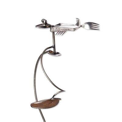 Tipsy Toad Silverware Kinetic Recycled Garden Art