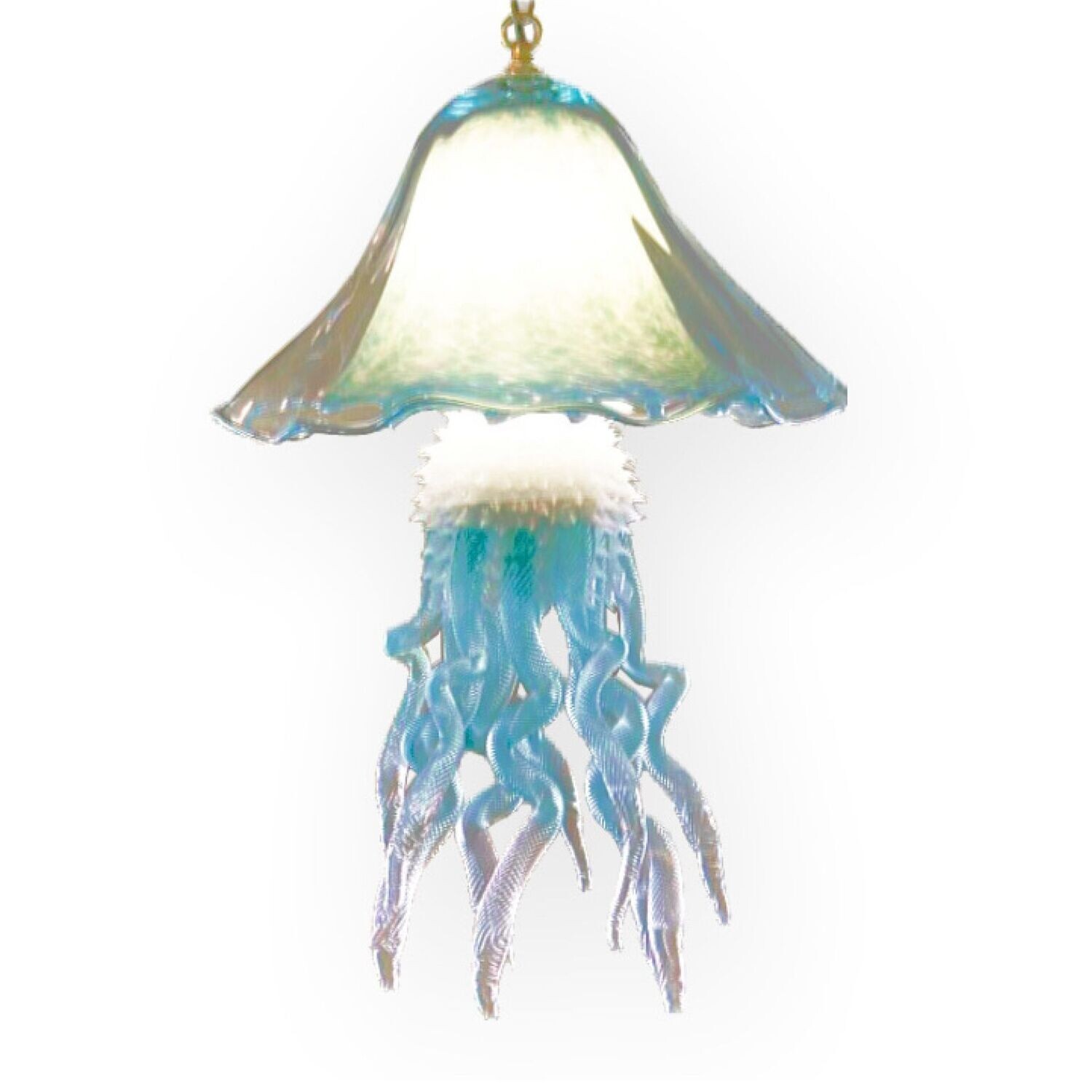 Realistic Jellyfish Double Dome Chandelier in 12 Colors USA Blown Glass