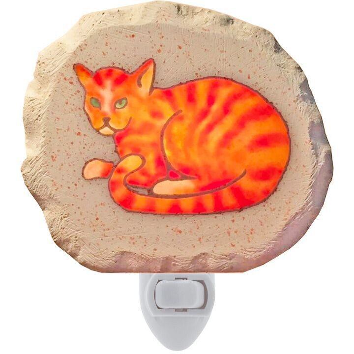 Orange Cat with Green Eyes Night Light