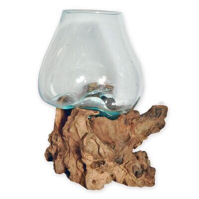 Large Gamel Wood with Recycled Glass Bowl