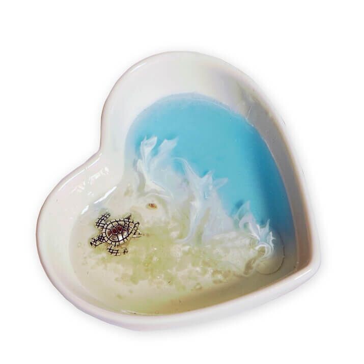 Sea Turtle Ocean Beach Ring Heart Dish