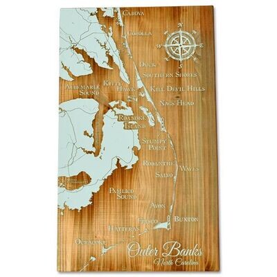 Outer Banks, North Carolina Whimsical Map (Sea Glass) Outer Banks, North Carolina Whimsical Map (Sea Glass)