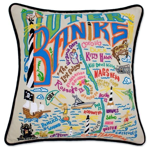 Outer Banks Hand-Embroidered Pillow by Catstudio Outer Banks Hand-Embroidered Pillow by Catstudio