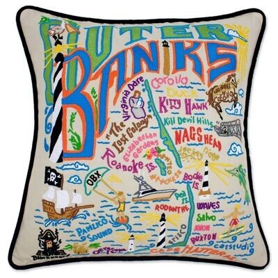 Outer Banks Hand-Embroidered Pillow by Catstudio Outer Banks Hand-Embroidered Pillow by Catstudio