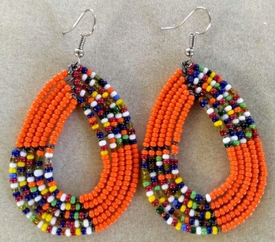 Orange Maasai Rainbow Drop Earrings