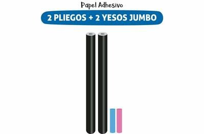 Plackit 2 Pliegos Papel Adhesivo Tipo Pizarra + 2 Yesos Jumbo
