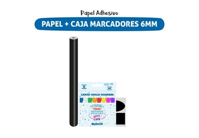 Plackit Papel Adhesivo Tipo Pizarra + Caja De Marcadores Plackit Papel Adhesivo Tipo Pizarra + Caja De Marcadores