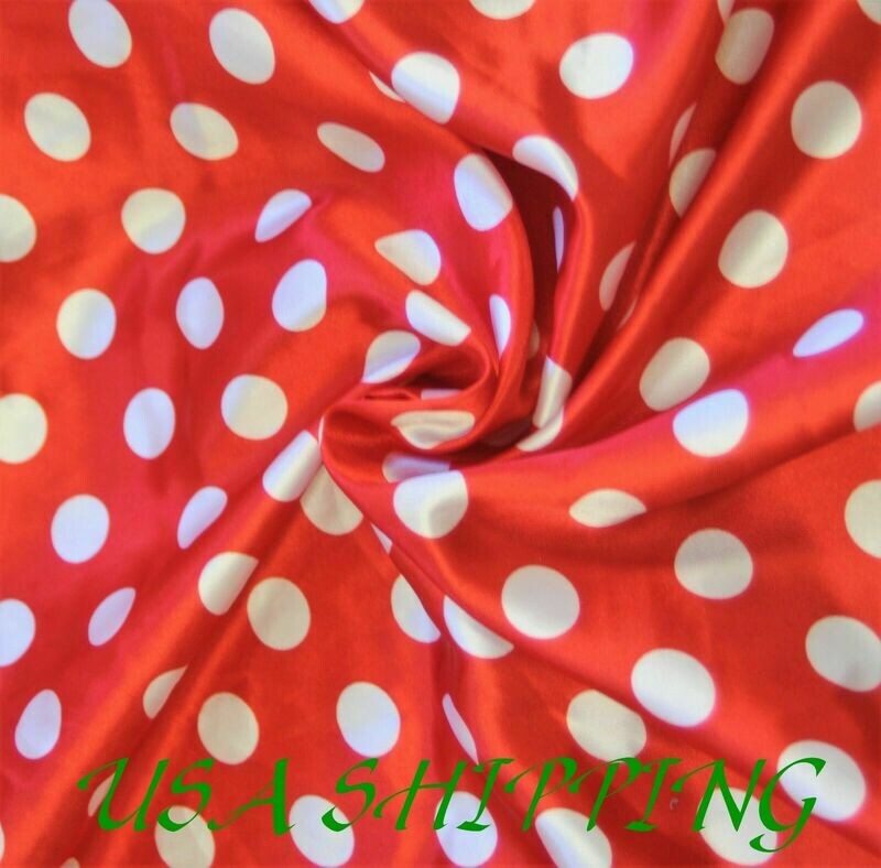 Polka Dot RED White SHINY SATIN 100% Polyester Pantie Lingerie Fabric 60