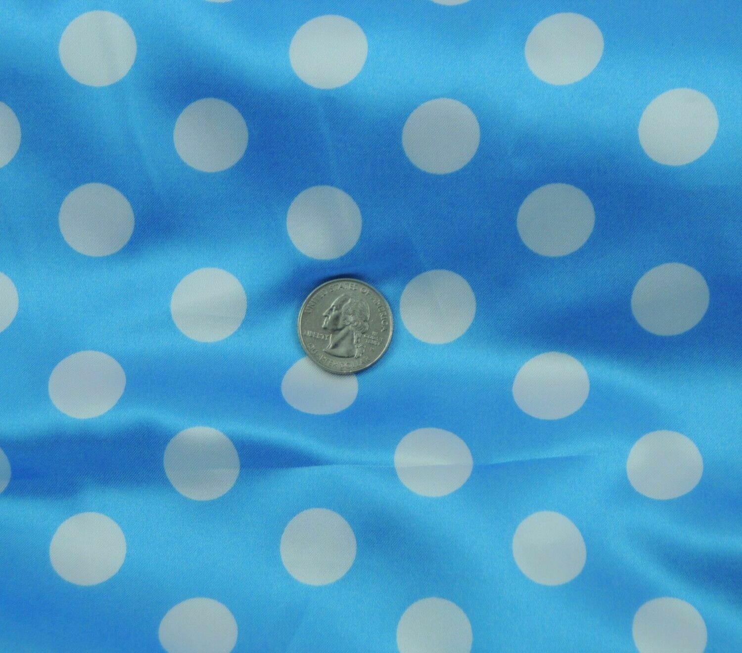 Polka Dot blue w white SHINY SATIN 100%Polyester Pantie Lingerie Fabric 60