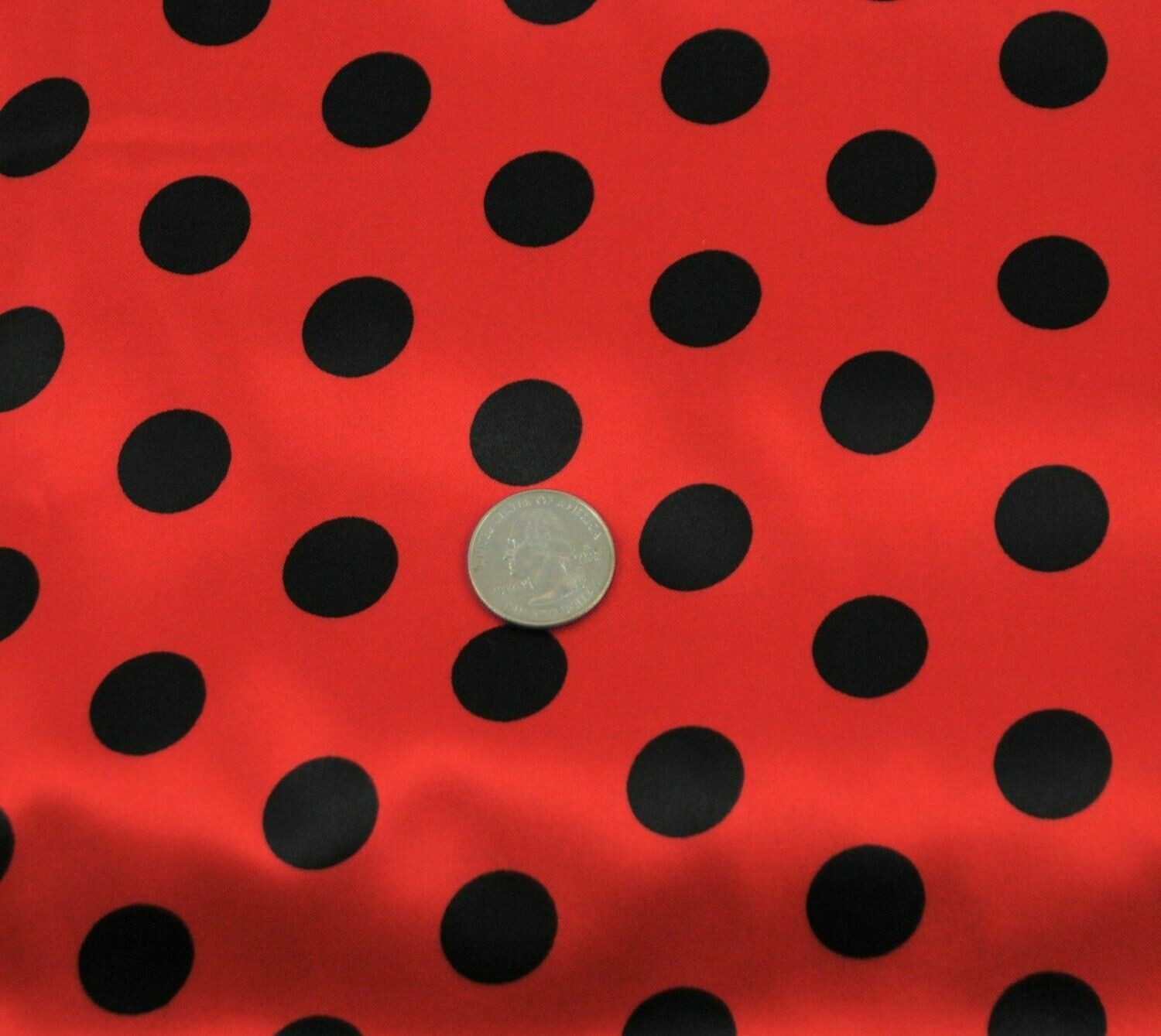Polka Dot red w black SHINY SATIN 100%Polyester Pantie Lingerie Fabric 60