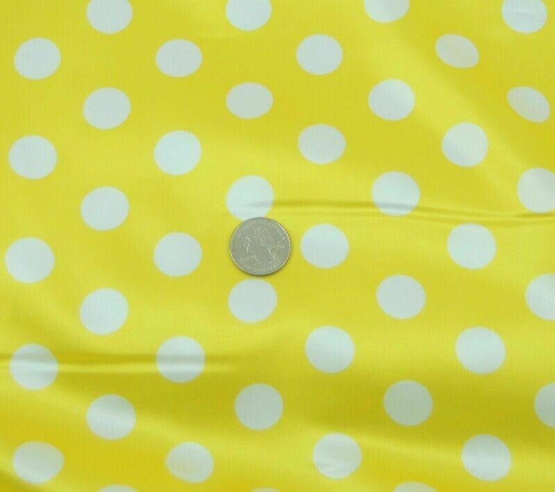 Polka Dot yellow w white SHINY SATIN 100%Polyester Pantie Lingerie Fabric 60