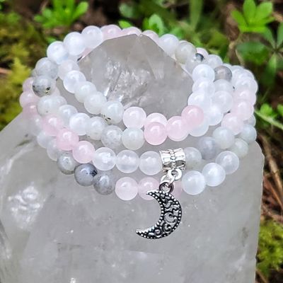 Selenite, Labradorite and Rose Quartz Prayer Beads