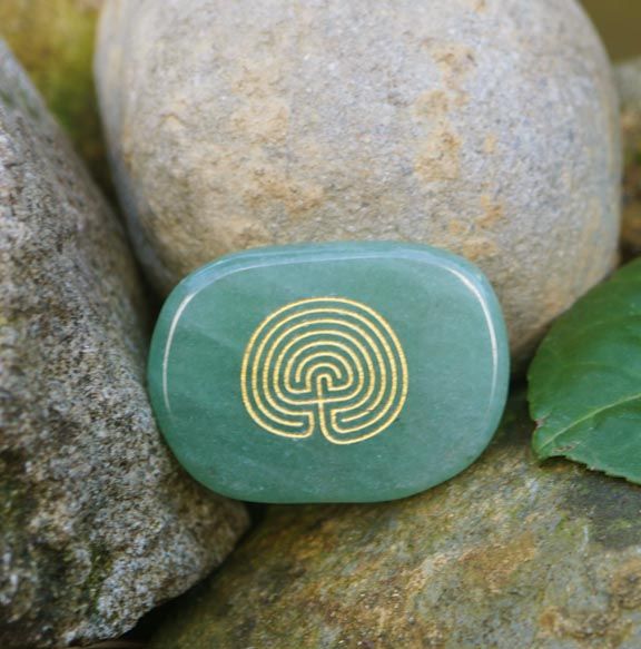 Labyrinth Palm Stones in Green Aventurine