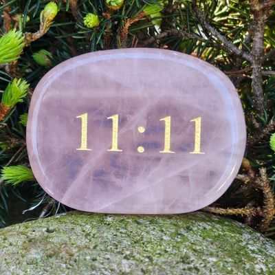 🙏11:11 Engraved Palm Stone in Rose Quartz