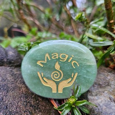 🌱Magic Engraved Palm Stones in Green Aventurine