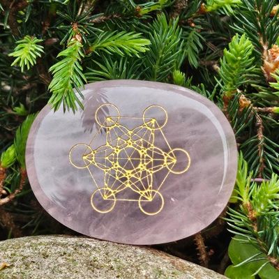 🪽Metatron Engraved Palm Stones in Rose Quartz