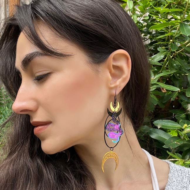 🌙 Moon Serpent Earrings