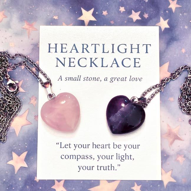 💗 Heartlight Pendant – Amethyst or Rose Quartz
