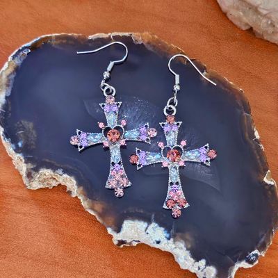 ✝️Radiant Cross Rhinestone Earrings