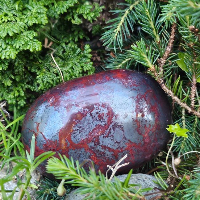 🔴Red Jasper in Hematite Palm Stones